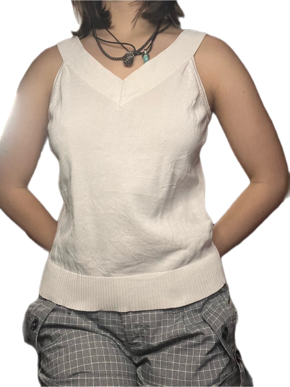 Vintage B.U.M. Equipment White V-Neck Knit